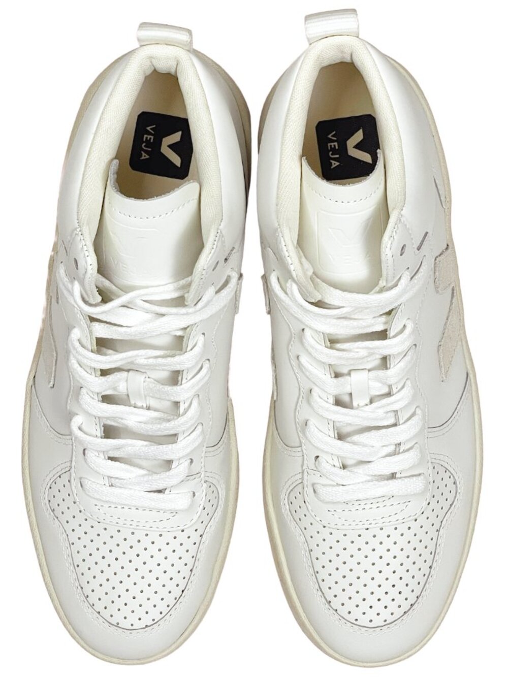 VEJA V-15 Mid Top Sneakers NWT Extra White Leather Sizes 8 9 10 - Picture 4 of 11